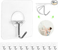 JINSHUNFA Adhesive Wall Hooks 13LB Heavy Duty No Drill Transparent Waterproof Hooks for Bathroom Kitchen Towel Coat 12 Pack