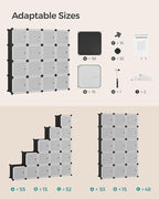 SONGMICS Cube Storage Organizer, Set of 16 Plastic Cubes, Closet Storage Shelves, DIY Plastic Closet Cabinet, Modular Bookcas