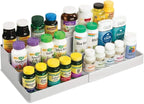 mDesign Plastic Expandable 3-Tier Shelf Rack Organizer - Storage for Bathroom Vanity, Cabinet, Cupboard, Drawer - Holds Medic