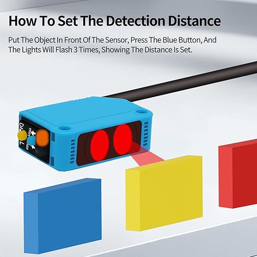 Micro Photoelectric Sensor Switch PNP NO+NC,DC10-30V,Distance:80cm/31.52'', AE3Z-D81,Reflective photovoltaic Sensor,Garage Pa