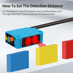 Micro Photoelectric Sensor Switch PNP NO+NC,DC10-30V,Distance:80cm/31.52'', AE3Z-D81,Reflective photovoltaic Sensor,Garage Pa