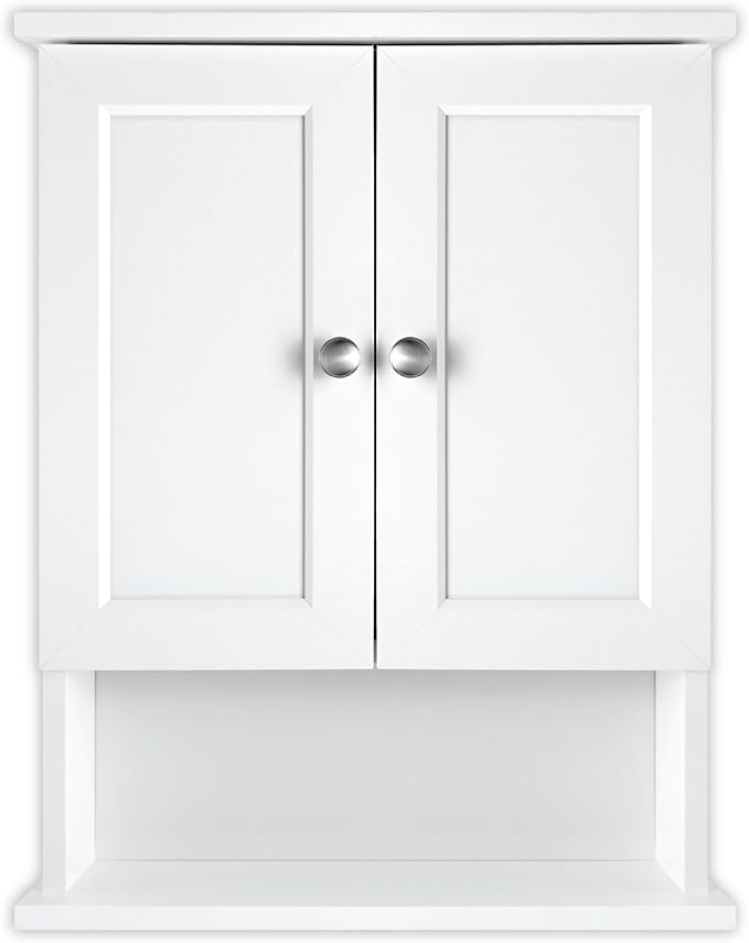 MCS 23x18 White Medicine Cabinet Organizer, Wall Mounted 2-Door Bathroom Cabinet for Over-The-Toilet Storage, Bathroom Furnit