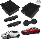 Center Console Organizer for Tesla Model Y 2024-2021 Accessories Storage Organizer SetIncludes for Model 3 2023-2017 Center Console Box, Armrest Box, Cup Holder,2 Seat Back Hook