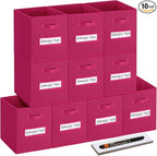 artsdi 13x13 storage cube bins (Set of 10) Foldable Fabric storage cubes with 10 Labels Window Cards & a Pen,13 inch cube sto