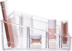 STORi Audrey Clear Vanity Makeup Organizer | 15-Compartment Holder for Brushes, Eyeshadow Palettes, & Beauty Supplies | Stack