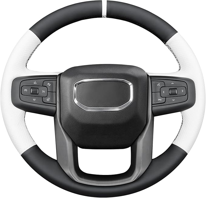 MEWANT Steering Wheel Cover for GMC Sierra Steering Wheel Cover for GMC Sierra 1500 / Sierra 1500 Limited/Sierra 2500 / Sierra 3500/ Yukon (XL) Hive Microfiber Leather