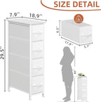 Somdot Narrow Dresser with 4 Drawers, Slim Storage Organizer Chest of Drawers with Removable Fabric Drawers for Small Spaces 