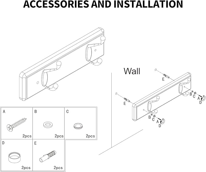 Badiano Wooden Coat Rack, Wall-Mounted Organizer for Closet, Entryway, Hallway, Foyer, Bedroom, Heavy Duty Double Hooks for H