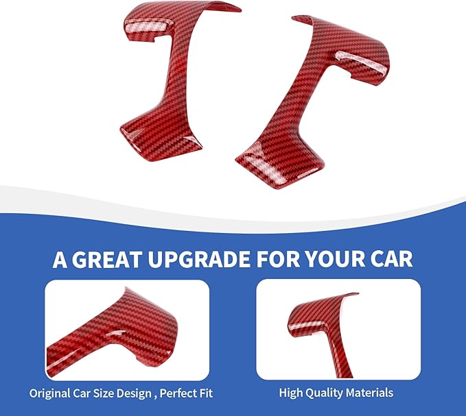 Red Carbon Fiber Steering Wheel Trim Cover Compatible with Chevy Silverado/Tahoe/Suburban/Avalanche/Escalade/GMC-Yukon/GMC-Sierra 2007-2013