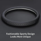 Leather Steering Wheel Cover Compatible with Nissan Altima Rogue Pathfinder Sentra Maxima Versa Kicks Sport D Shaped Flat Bot
