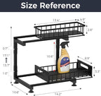 Under Sink Organizer, 2-Tier Premium Metal Pull-Out Racks with Adjustable Height, Heavy Duty Sliding Bin for Bathroom and Kit