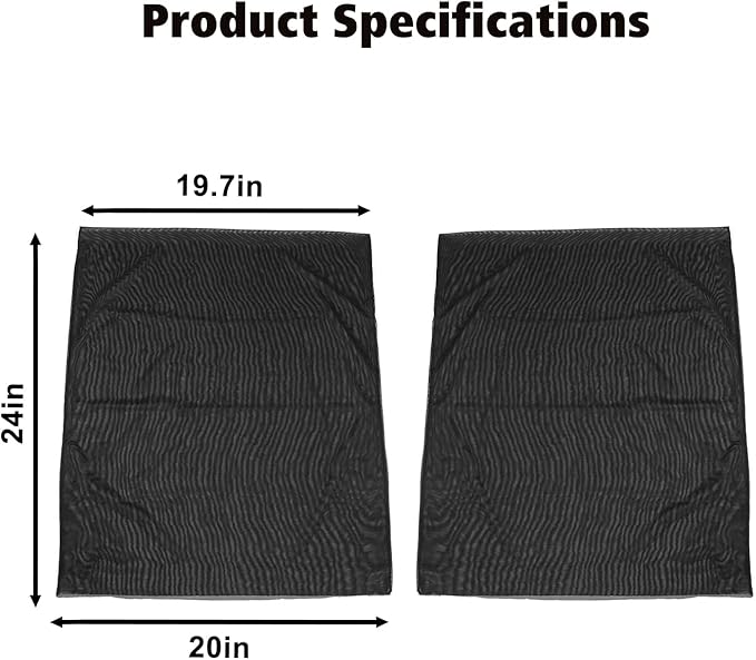 Rear Window Sun Shade Covers Elasticized Breathable Mesh Car Side Window Screens Net UV Protection Sunshade for Jeep Wrangler TJ JK JL & Gladiator JT 1997-2023,2PCS