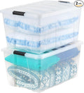 IRIS USA 94 Qt Stackable Plastic Storage Bins with Lids, 2 Pack - BPA-Free, Made in USA - See-Through Organizing Solution, La