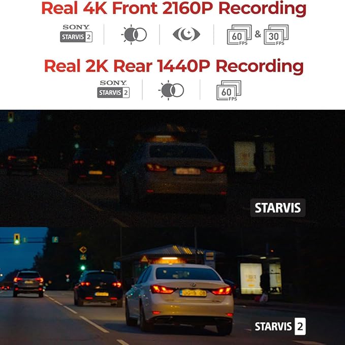 THINKWARE U3000 PRO 2CH 4K HDR Dual Dash Cam Front and Rear - 4K+2K STARVIS 2, Super Night Vision 4.0, Radar Parking Mode, Th