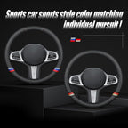 New Nappa Leather Car Steering Wheel Cover, Comfortable, Non-Slip, Sporty Style.for BMW Car Steering Wheel Covers.Black Yello