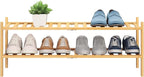 BMOSU 2-Tier Bamboo Extended Shoe Rack Premium Stackable Shoe Shelf Storage Organizer for Hallway Closet Living Room Entryway