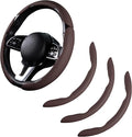 Car Steering Wheel Cover Leather Snap On 3Pcs Set Non-Slip Protector Wrap Steering Wheel Accessories 14.5-15 inch Universal B