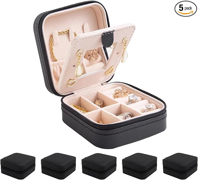 KElofoN Jewelry Case & Box Organizer - Small, Mirrored, for Girls & Women (Black-5)