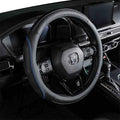 EKR Universal 15 inch Leather Steering Wheel Cover - Genuine Leather, Breathable, Anti Slip & Odor Free (Black with Blue Lines, M(14" 1/2-15" 1/4))