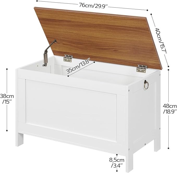 HOOBRO Toy Box, Retro Wooden Look Storage Chest with Safety Hinge, Entryway Storage Bench Supports 220 lb, 29.9 x 15.7 x 18.9