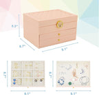 KOOAAICCHI Jewelry Box for Women, 3-Layer Jewelry Organizer, Jewelry Storage Case PU Leather for Earrings, Bracelets, Ring, N
