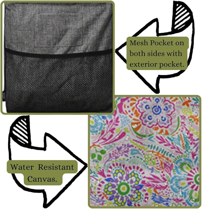 NGIL Extra Large Utility Tote Reusable Grocery Bag Oversized Collapsible for Groceries, Storage, Picnic, Beach (Floral-black)