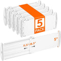 Lifewit 5" Tall 5 Pack Drawer Dividers, 30-47cm/11.5-18.5" Expandable Drawer Divider for Clothes, Adjustable Dresser Drawer O