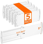 Lifewit 5" Tall 5 Pack Drawer Dividers, 30-47cm/11.5-18.5" Expandable Drawer Divider for Clothes, Adjustable Dresser Drawer O
