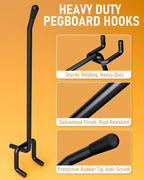 INCLY 60 Pack 2/4/6 Inch Black Pegboard Hooks, 1/4" Heavy Duty Peg Board Shelving Hooks Accessories, Peg Board Tool Hangers F