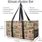 NGIL Extra Large Utility Tote Reusable Grocery Bag Oversized Collapsible for Groceries, Storage, Picnic, Beach (Cute Camper-Black)