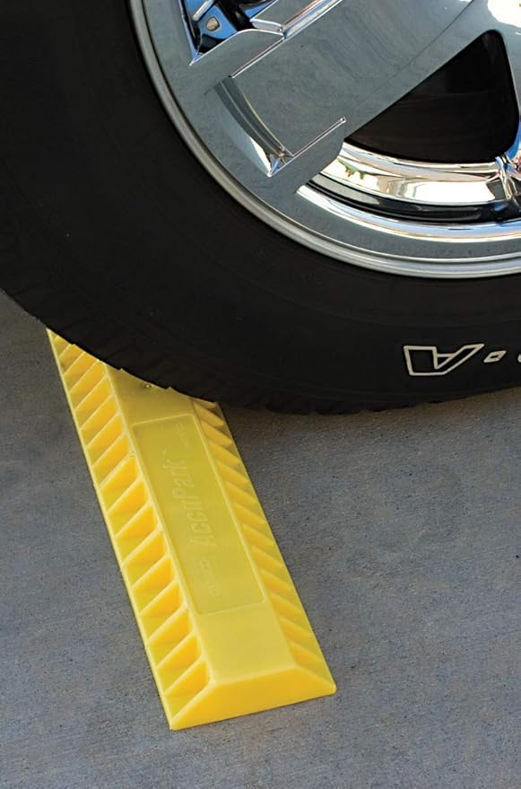 Camco AccuPark Vehicle Parking Aid | Features Heavy Duty High Visible Resin Design | Easy Installation with Adhesive Strips | Measures 18-3/8” x 3-3/4” x 1-1/3” | 1-Pack (44442)