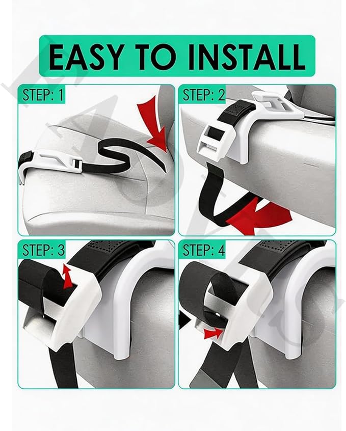 Universal Fastening Straps for Car Seat Cushions - Adjustable Extension Bands, White