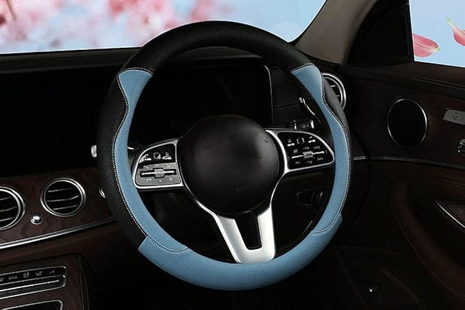 Fashion Cat Ear Leather Steering Wheel Cover Women Girl 15"(38cm) Universal Fit Auto D Shaped Leather Steering Wheel Covers (