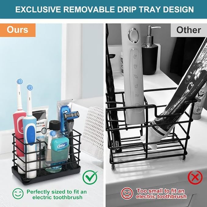 Toothbrush Holders for Bathrooms, Stainless Steel Bathroom Toothbrush Holder Kids Electric Tooth Brush Holder and Toothpaste 