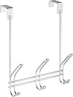 iDesign Classico Metal Over the Door Organizer, 3-Hook Rack for Coats, Hats, Robes, Towels, Jackets, Purses, Bedroom, Closet,