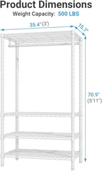 VIPEK V1 Wire Garment Rack 4 Tiers Heavy Duty Clothes Rack for Hanging Clothes Freestanding Closet Clothing Rack with 4 Adjus