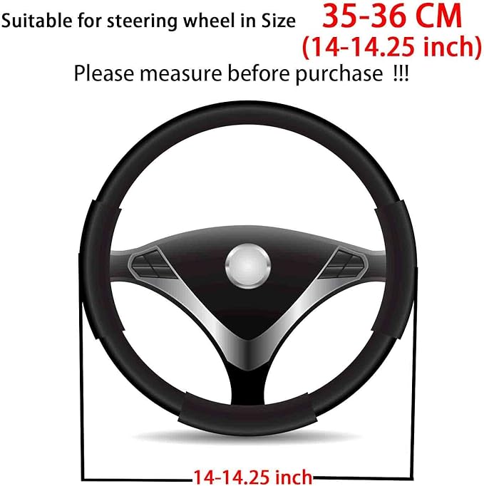 14 inch Suede Steering Wheel Cover,Compatible with Tesla Model 3 Model Y Suede Leather Sport Non-Slip Wheel Cover Car Interior Accessories 14-14 1/4 inch for Man and Women