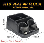 Big Plastic Console for Cars, Trucks, Minivans, SUVs with 2 Adjustable Drink Cup Holders Phone Book Holder, Back Bench and Front Seat or Floor Middle Console Universal Vehicle Organizer Black