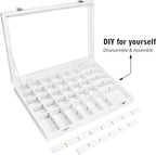 Siveit Velvet Jewelry Tray 48 Grid Jewelry Display Tray Organizer Box with Transparent Lid Rings Earrings Necklaces Pendants 