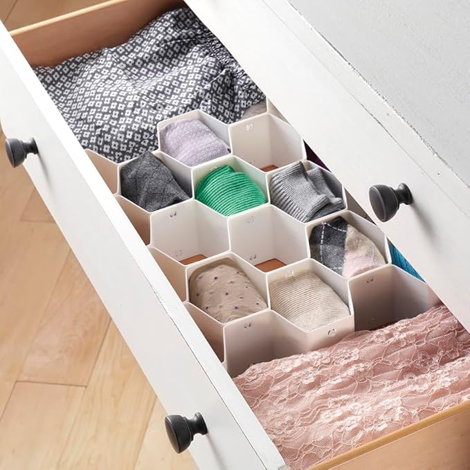 Whitmor Honeycomb Drawer Organizer, 6 PAck White