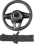 Hand Sewn Microfiber Leather Steering Wheel Cover on Wrap,Fit for 2017 2018 Mazda 3/2017-2020 Mazda CX-5 Mazda 6/2016-2020 CX-9/2018 2019 2020 CX-3