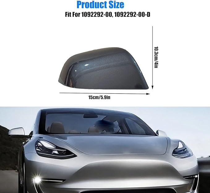 Compatible with Tesla Model 3 Side Mirror Cover Replacement 2017 2018 2019 2020 2021 2022 2023 2024 2025, Right Side Rearview Mirror Cover Cap for Model 3 Accessories(Silver)