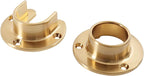 1 Pair Heavy Duty Champagne Bronze Zinc Closet Pole Sockets Rod End Support Flange Rod Holder Set Wall Mount Pipe Bracket wit