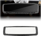 ZIMISI Bling Car Rear View Mirror, 10.51 Inch HD Glass Wide Angle Rearview Mirrors, Clip-on Crystal Diamond Panoramic Rear View Mirror Accessories, Bling Car Decorations for Women (Black)