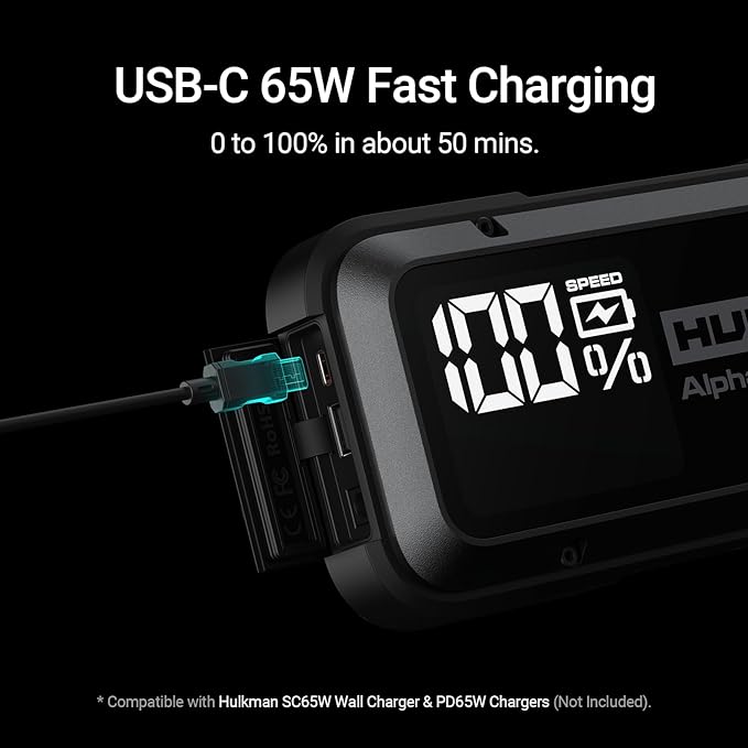 Hulkman Alpha Pro 1500A Jump Starter, 44.4Wh High-Capacity Car Battery Jump Starter, PD65W Fast Charging in & Out, 3.3 Smart