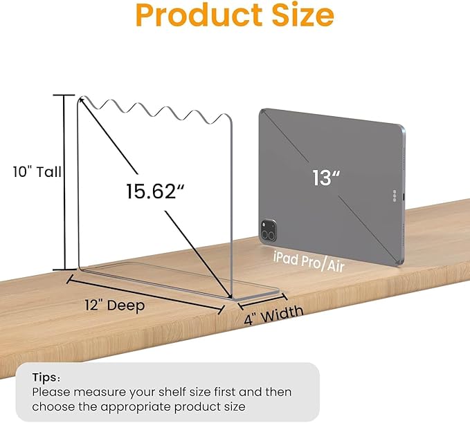 OKPOW Acrylic Shelf Dividers for Closet Organization - 10" Tall X 12" Deep Easy Installation Clothes Purses Organizer - Space