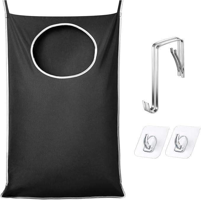 KEEPJOY XL Black Door Hanging Laundry Hamper, 36.5" x 22.5" Large Capacity Hanging Hamper Bag with Large opening and Strong H