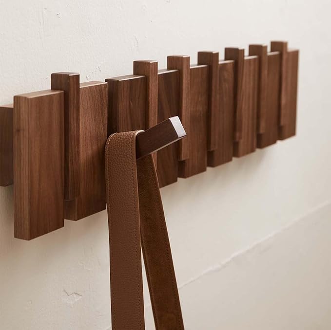 QUELLANCE Wood Coat Rack Wall Mount, Coat Hooks Hanger Wall Mounted, Heavy Duty Wall Coat Rack with 8 Hooks for Hanging Coats