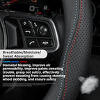 RYE for Jeep Steering Wheel Cover, Leather Car Steering Wheel Cover Heavy-Duty Durable Breathable, for Jeep Grand Cherokee Wrangler Compass Gladiator - Black Pattern 5