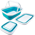 SAMMART 9.2L (2.37Gallon) Collapsible Tub with Handle - Portable Outdoor Picnic Basket/Crater - Foldable Shopping Bag - Space SavingItIIII Storage Container (1, Bright Blue)